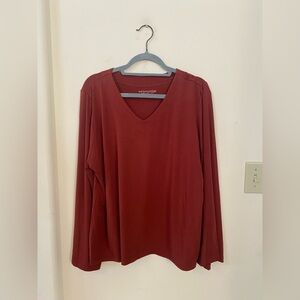 Soft Surroundings Red Modal V-Neck Top Essential Long Sleeve Tee 1X